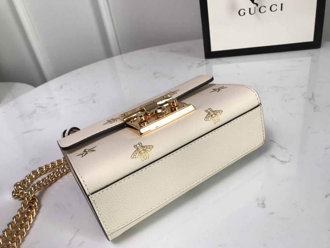 Gucci 432182 Padlock Bee Star small Shoulder Bag Beige - luxibagsmall