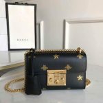 Gucci 432182 Padlock Bee Star small Shoulder Bag Black - luxibagsmall