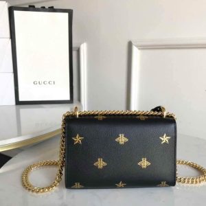 Gucci 432182 Padlock Bee Star small Shoulder Bag Black - luxibagsmall