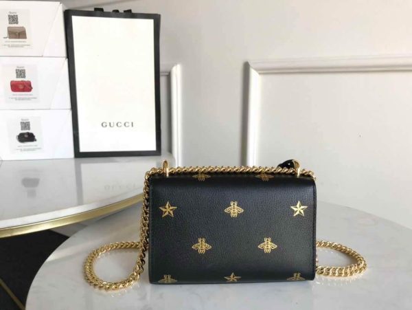 Gucci 432182 Padlock Bee Star small Shoulder Bag Black - luxibagsmall