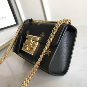 Gucci 432182 Padlock Bee Star small Shoulder Bag Black - luxibagsmall