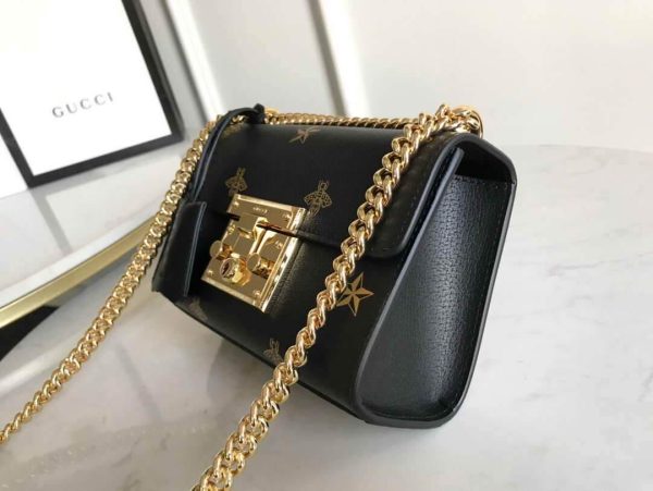 Gucci 432182 Padlock Bee Star small Shoulder Bag Black - luxibagsmall