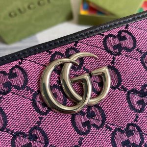 Gucci 443123 GG Marmont Matelassé Zip Around Wallet Purple - luxibagsmall