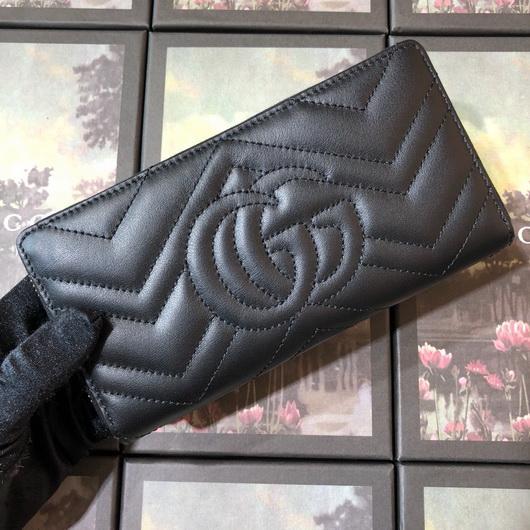 Gucci 443123 GG Marmont Zip Around Wallet Black - luxibagsmall