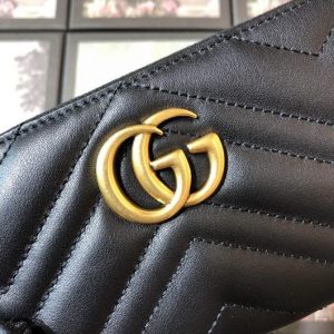 Gucci 443123 GG Marmont Zip Around Wallet Black - luxibagsmall