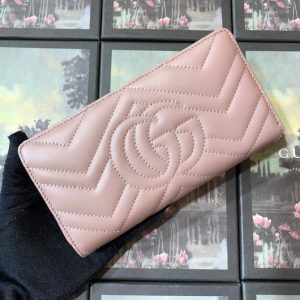 Gucci 443123 GG Marmont Zip Around Wallet Light Pink - luxibagsmall