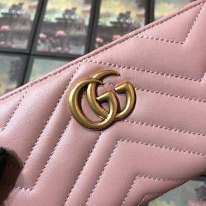 Gucci 443123 GG Marmont Zip Around Wallet Light Pink - luxibagsmall