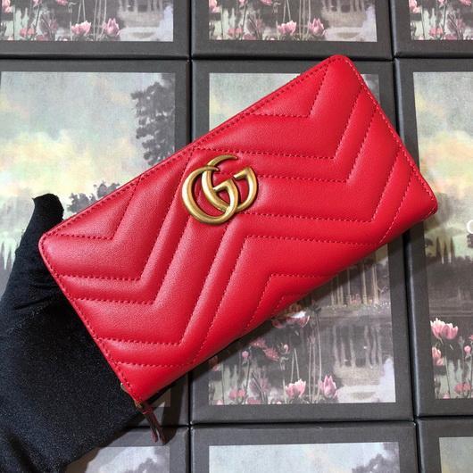 Gucci 443123 GG Marmont Zip Around Wallet Red - luxibagsmall