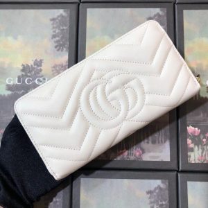 Gucci 443123 GG Marmont Zip Around Wallet White - luxibagsmall