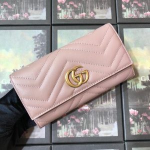 Gucci 443436 GG Marmont Continental Wallet Light Pink - luxibagsmall