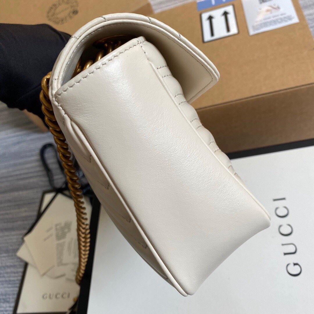 Gucci 443497 GG Marmont Matelassé Shoulder Bag White - luxibagsmall