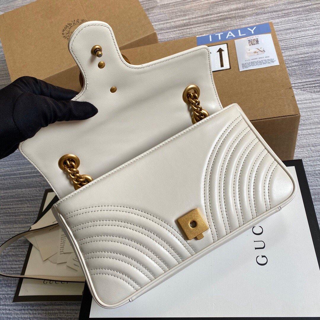 Gucci 443497 GG Marmont Matelassé Shoulder Bag White - luxibagsmall