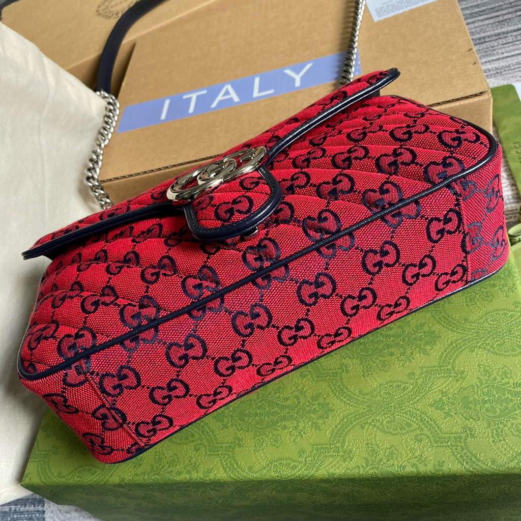 Gucci 443497 GG Marmont Multicolor small shoulder bag Red - luxibagsmall