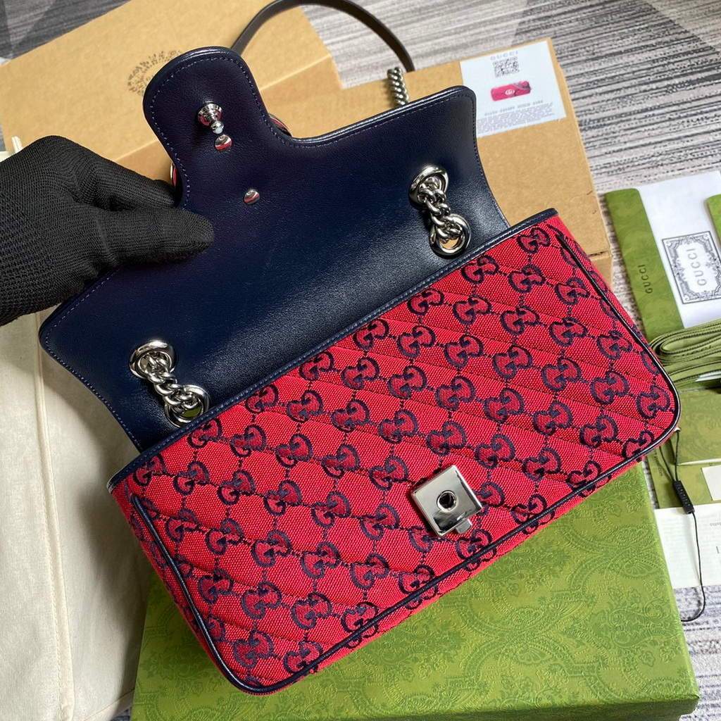 Gucci 443497 GG Marmont Multicolor small shoulder bag Red - luxibagsmall