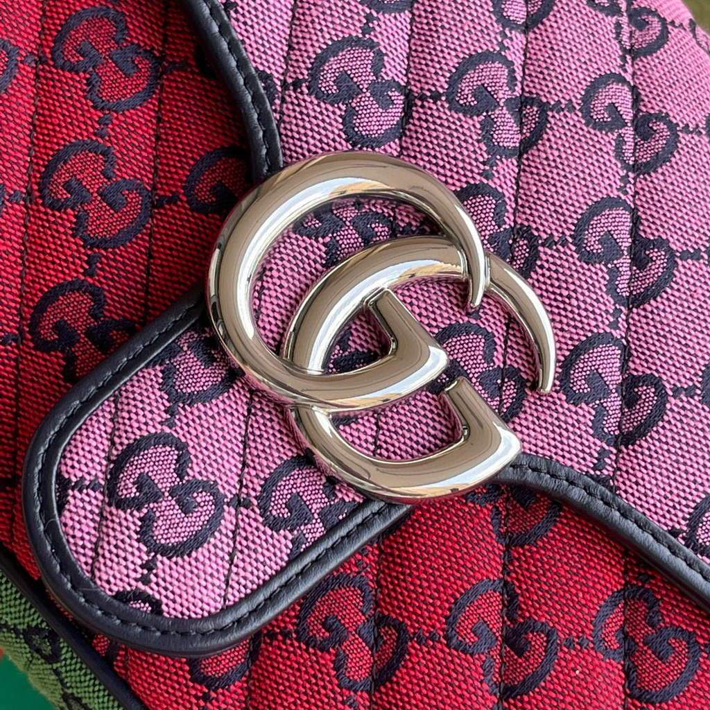 Gucci 443497 GG Marmont Multicolor small shoulder bag Red Purple - luxibagsmall