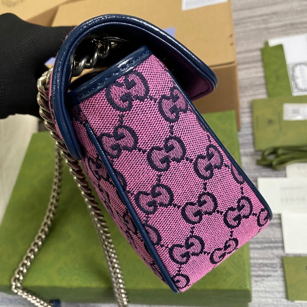 Gucci 443497 GG Marmont Multicolour Small Shoulder Bag Purple - luxibagsmall