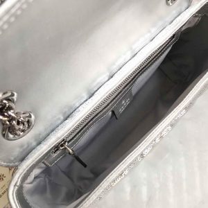 Gucci 443497 GG Marmont Small Shoulder Sequin Bag Silver - luxibagsmall