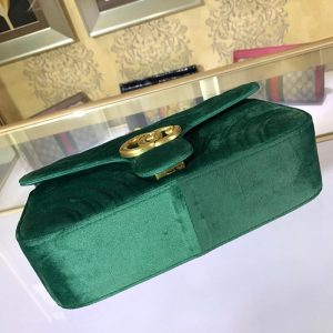 Gucci 443497 GG Marmont Velvet Shoulder Bag Green - luxibagsmall