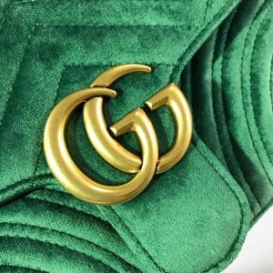 Gucci 443497 GG Marmont Velvet Shoulder Bag Green - luxibagsmall