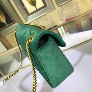 Gucci 443497 GG Marmont Velvet Shoulder Bag Green - luxibagsmall