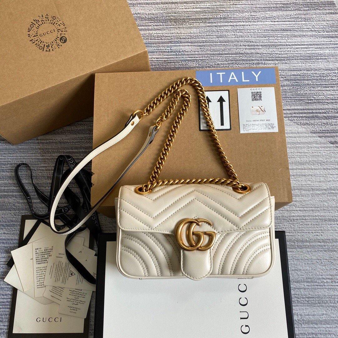 Gucci 446744 GG Marmont Matelassé Mini Bag White - luxibagsmall