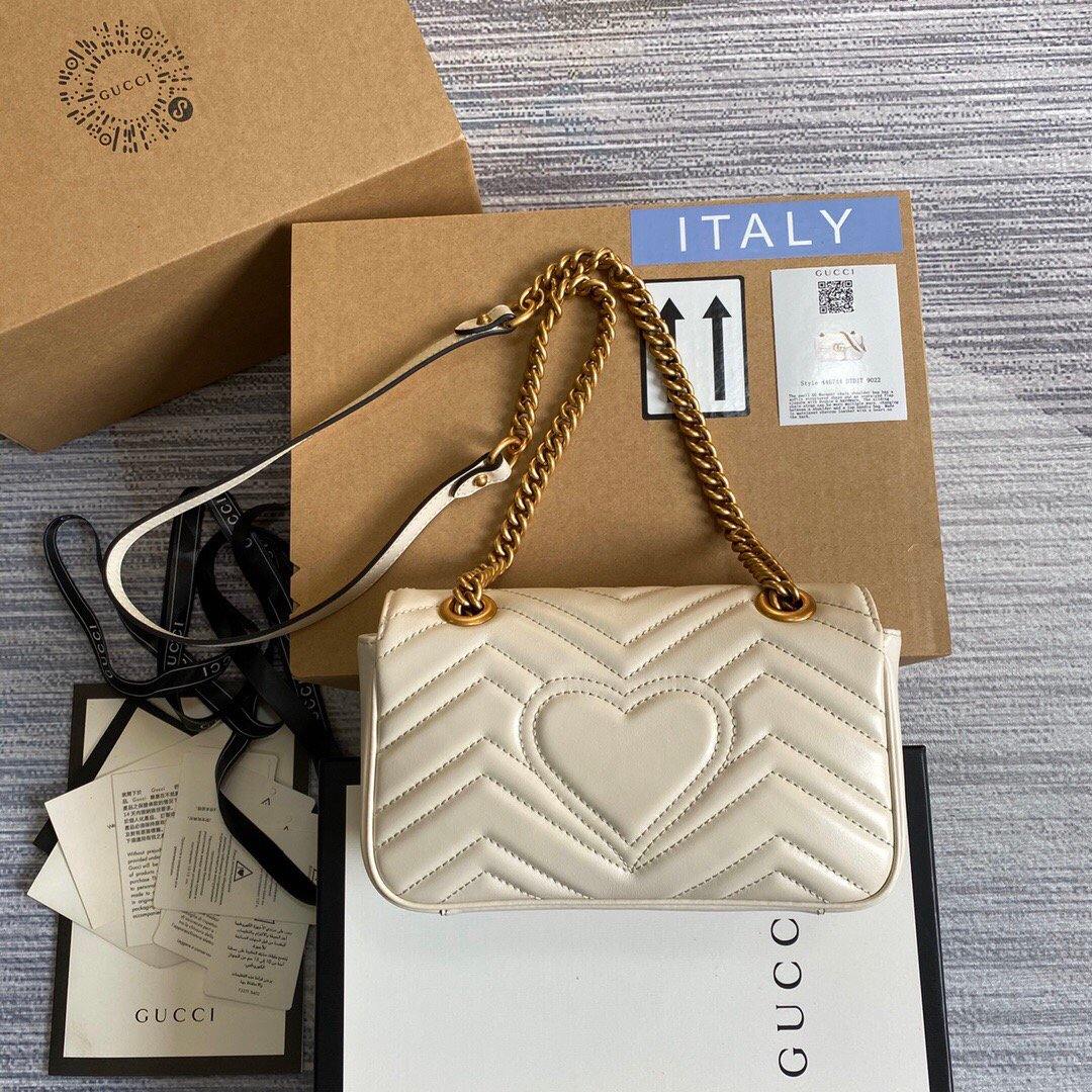 Gucci 446744 GG Marmont Matelassé Mini Bag White - luxibagsmall