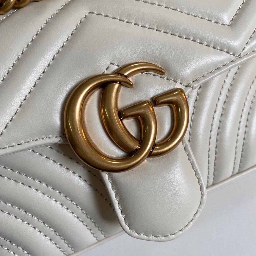 Gucci 446744 GG Marmont Matelassé Mini Bag White - luxibagsmall