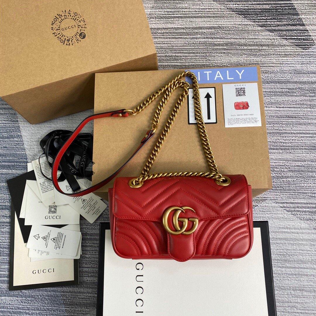 Gucci 446744 GG Marmont Matelassé Mini Bag Red - luxibagsmall