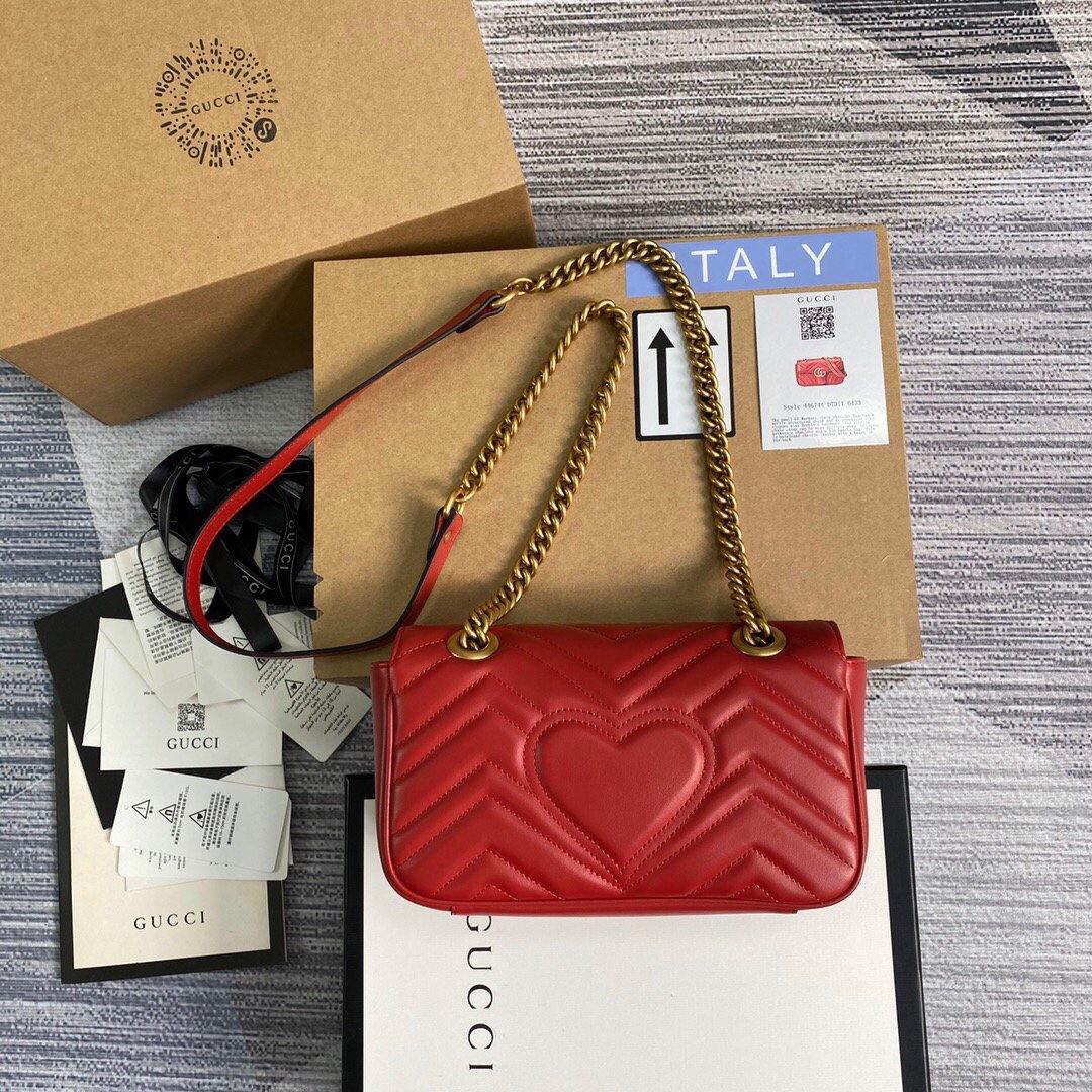 Gucci 446744 GG Marmont Matelassé Mini Bag Red - luxibagsmall