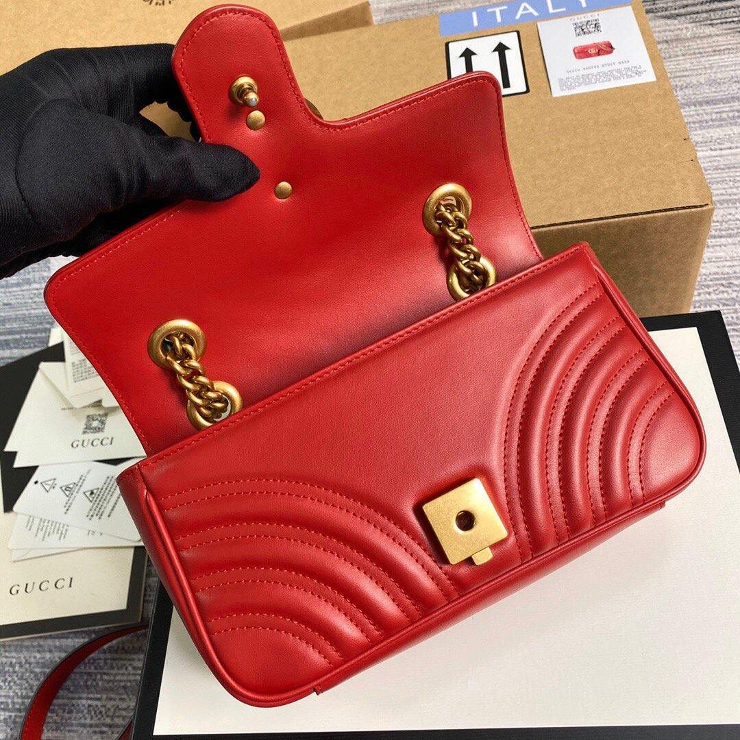 Gucci 446744 GG Marmont Matelassé Mini Bag Red - luxibagsmall