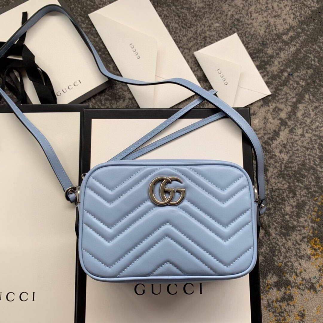 Gucci 448065 GG Marmont Matelassé Mini Bag Blue - luxibagsmall