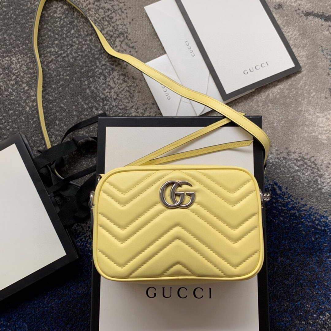 Gucci 448065 GG Marmont Matelassé Mini Bag Yellow - luxibagsmall