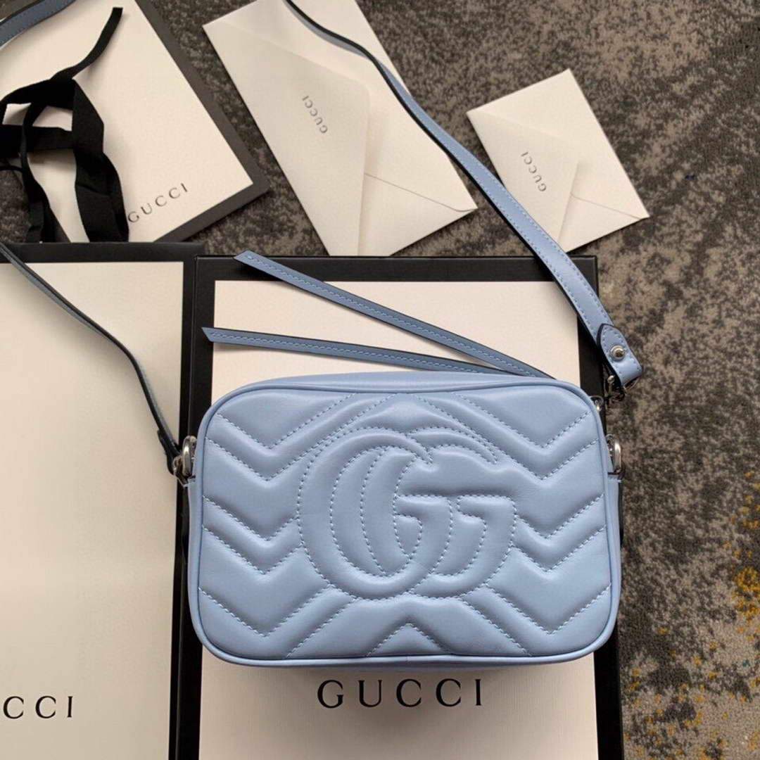 Gucci 448065 GG Marmont Matelassé Mini Bag Blue - luxibagsmall