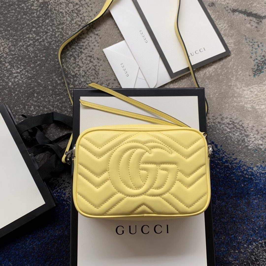 Gucci 448065 GG Marmont Matelassé Mini Bag Yellow - luxibagsmall