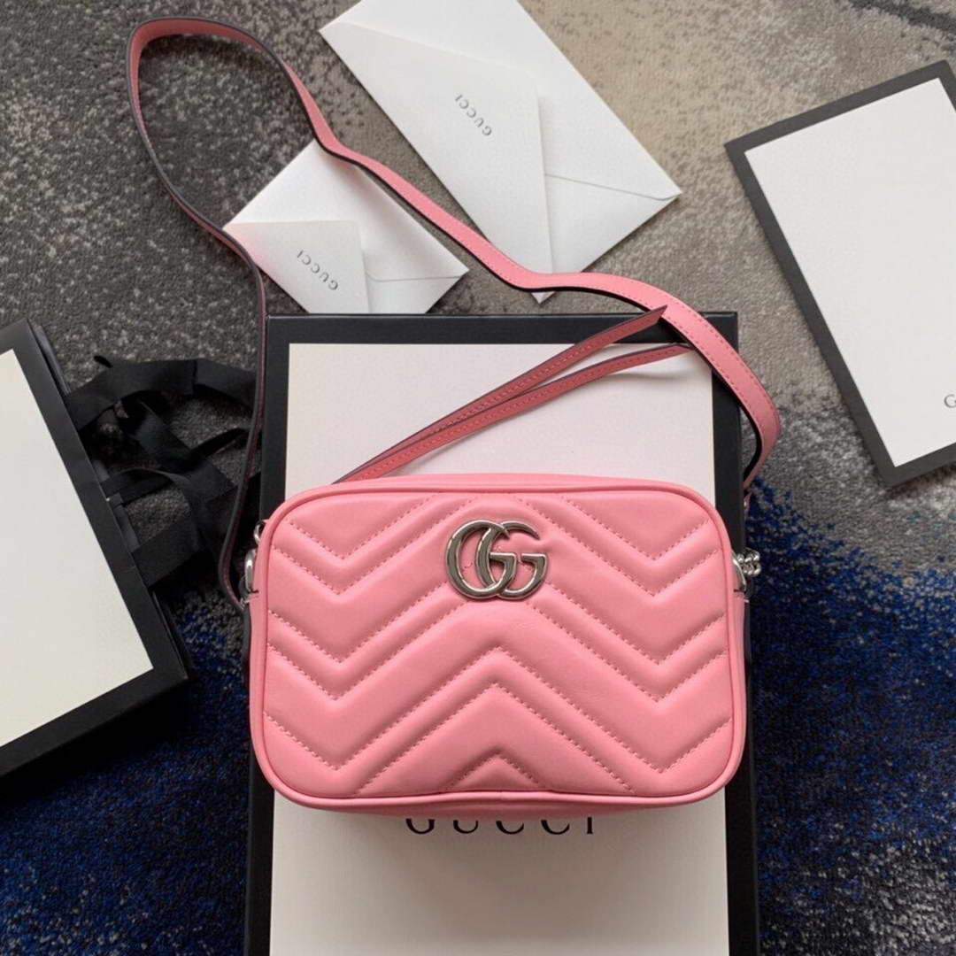 Gucci 448065 GG Marmont Matelassé Mini Bag Pink - luxibagsmall