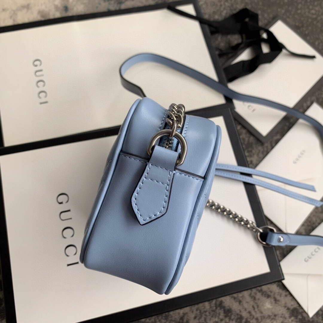 Gucci 448065 GG Marmont Matelassé Mini Bag Blue - luxibagsmall