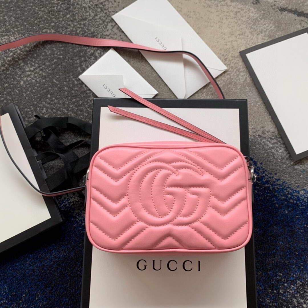 Gucci 448065 GG Marmont Matelassé Mini Bag Pink - luxibagsmall