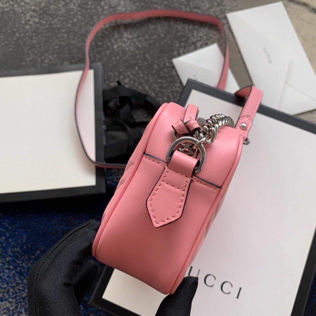 Gucci 448065 GG Marmont Matelassé Mini Bag Pink - luxibagsmall