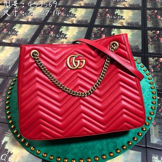 Gucci 453569 GG Marmont Matelassé Shoulder Bag Red - luxibagsmall