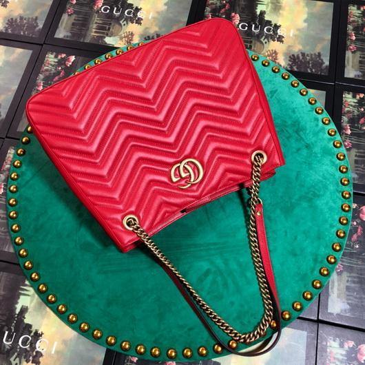 Gucci 453569 GG Marmont Matelassé Shoulder Bag Red - luxibagsmall