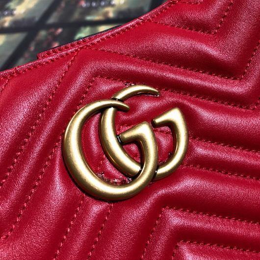 Gucci 453569 GG Marmont Matelassé Shoulder Bag Red - luxibagsmall