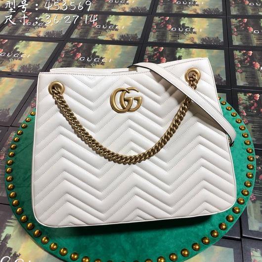 Gucci 453569 GG Marmont Matelassé Shoulder Bag White - luxibagsmall