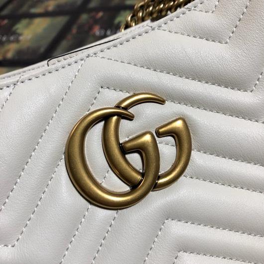 Gucci 453569 GG Marmont Matelassé Shoulder Bag White - luxibagsmall