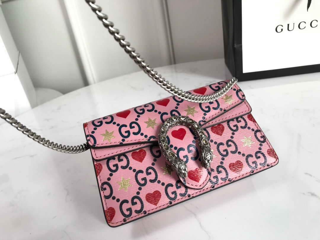 Gucci 476432 GG Dionysus Super Mini Leather Bag Pink - luxibagsmall