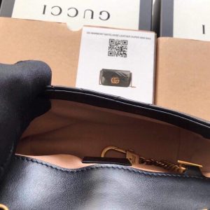 Gucci 476433 GG Marmont Matelassé Leather Super Mini Bag Black - luxibagsmall