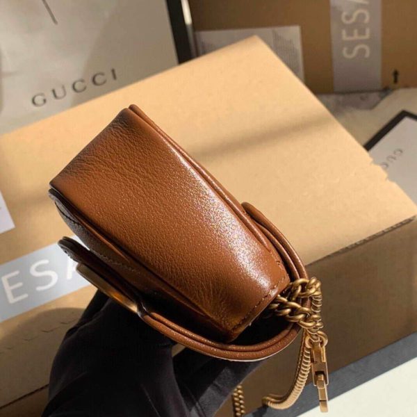 Gucci 476433 GG Marmont Matelassé Leather Super Mini Bag Brown - luxibagsmall