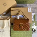 Gucci 498110 GG Marmont Small Top Handle Bag Brown - luxibagsmall