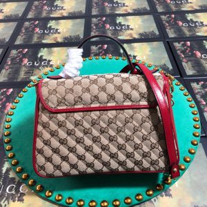 Gucci 498110 GG Marmont Small Top Handle Bag Black Red - luxibagsmall