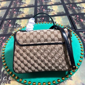 Gucci 498110 GG Marmont Small Top Handle Bag Black Brown - luxibagsmall