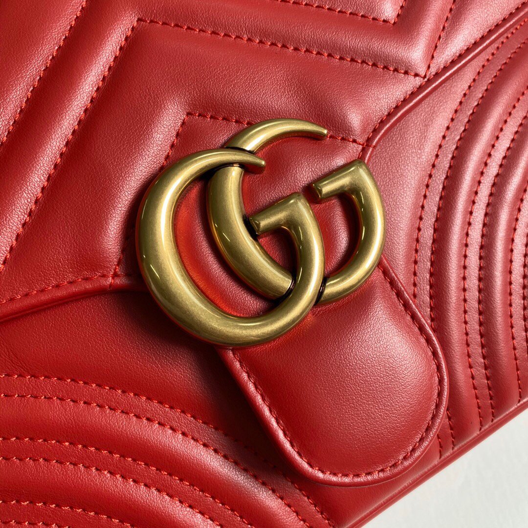 Gucci 498110 GG Marmont Small Top Handle Bag Red - luxibagsmall